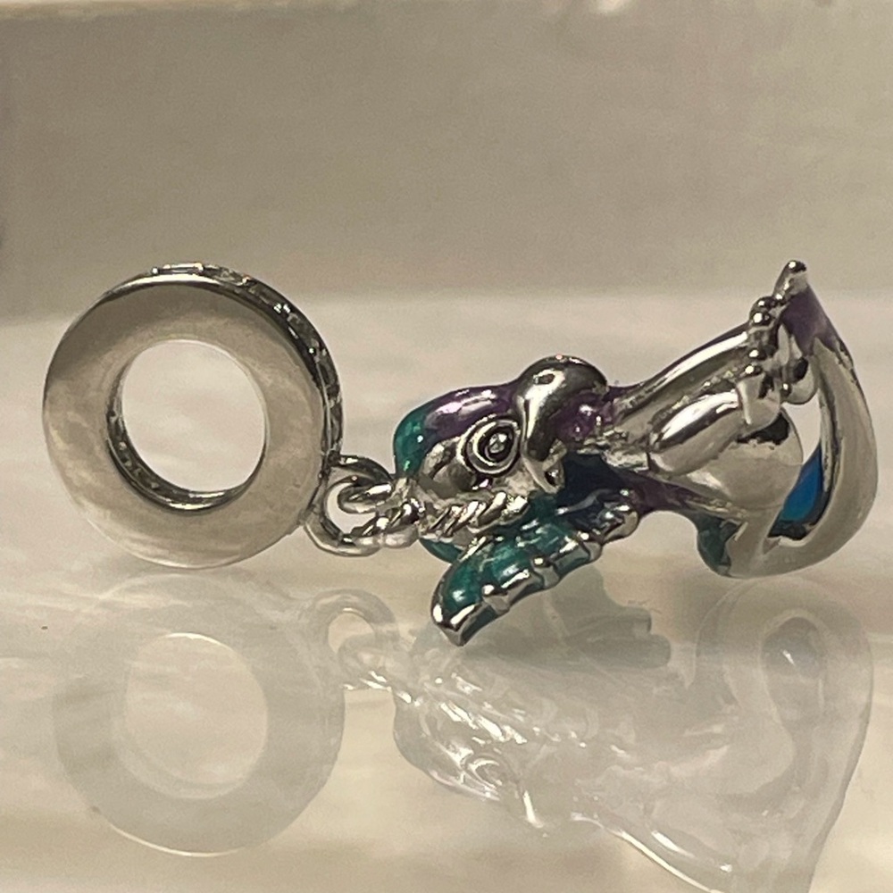 Bracelet Charm Dragon with Wings & Rhinestones Sterling Silver - Picture 5 of 9